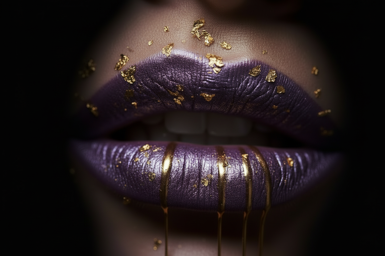 Purple lips artistic luxury gold